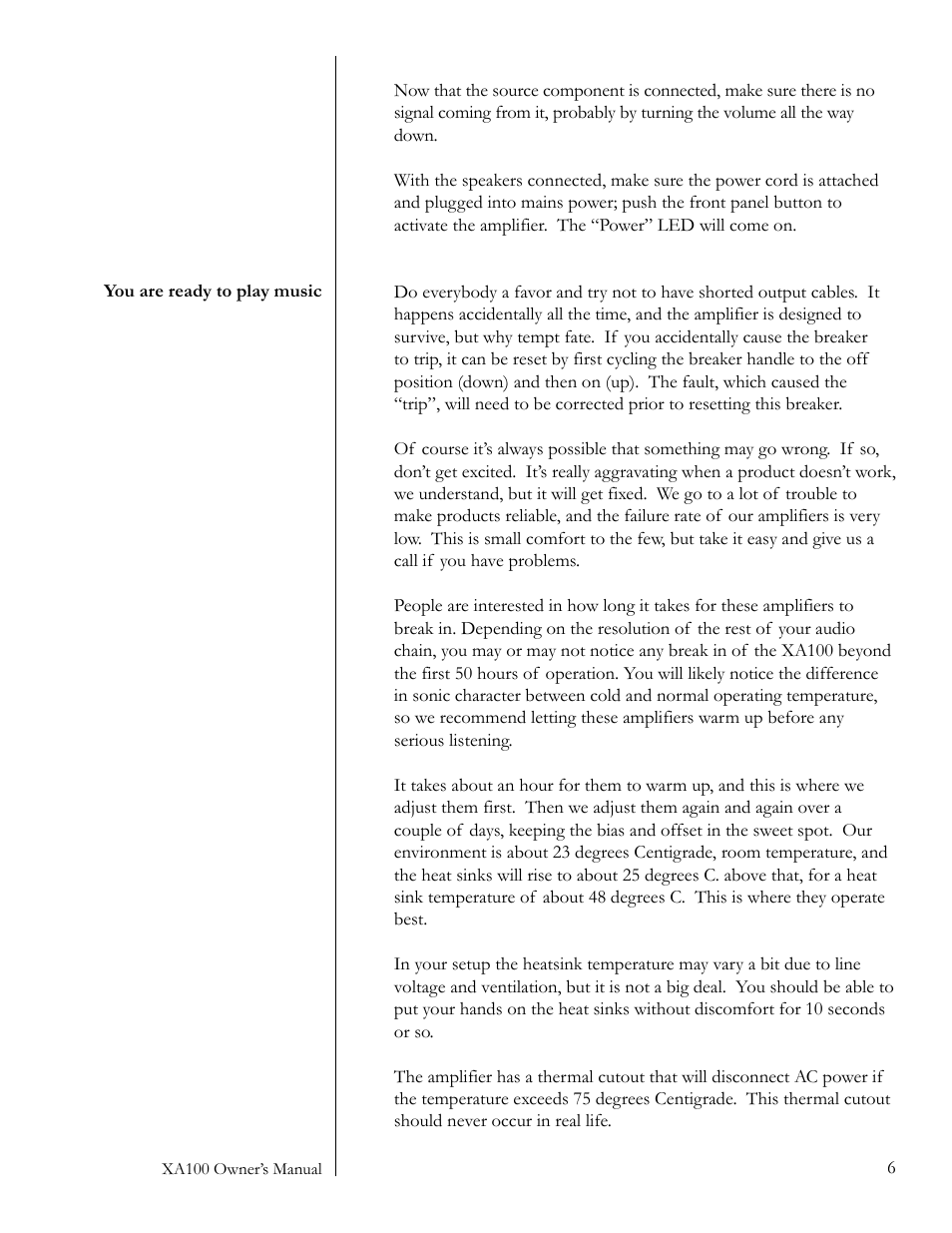 Pass Labs XA100 User Manual | Page 6 / 14