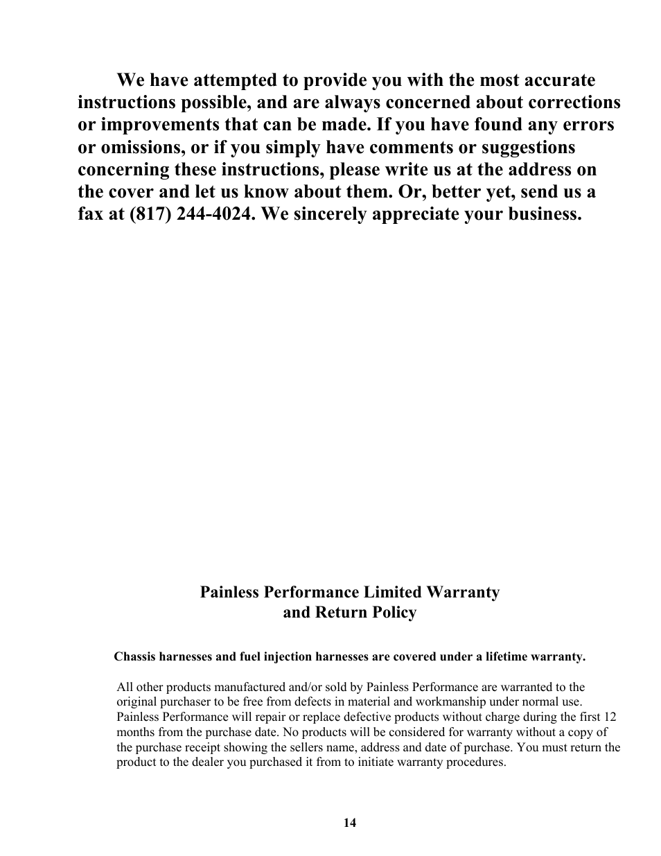 Painless Performance VORTEC 60211 User Manual | Page 16 / 16