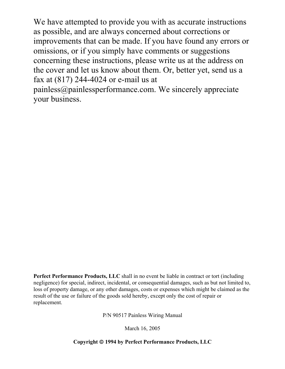 Painless Performance 60505 User Manual | Page 2 / 21