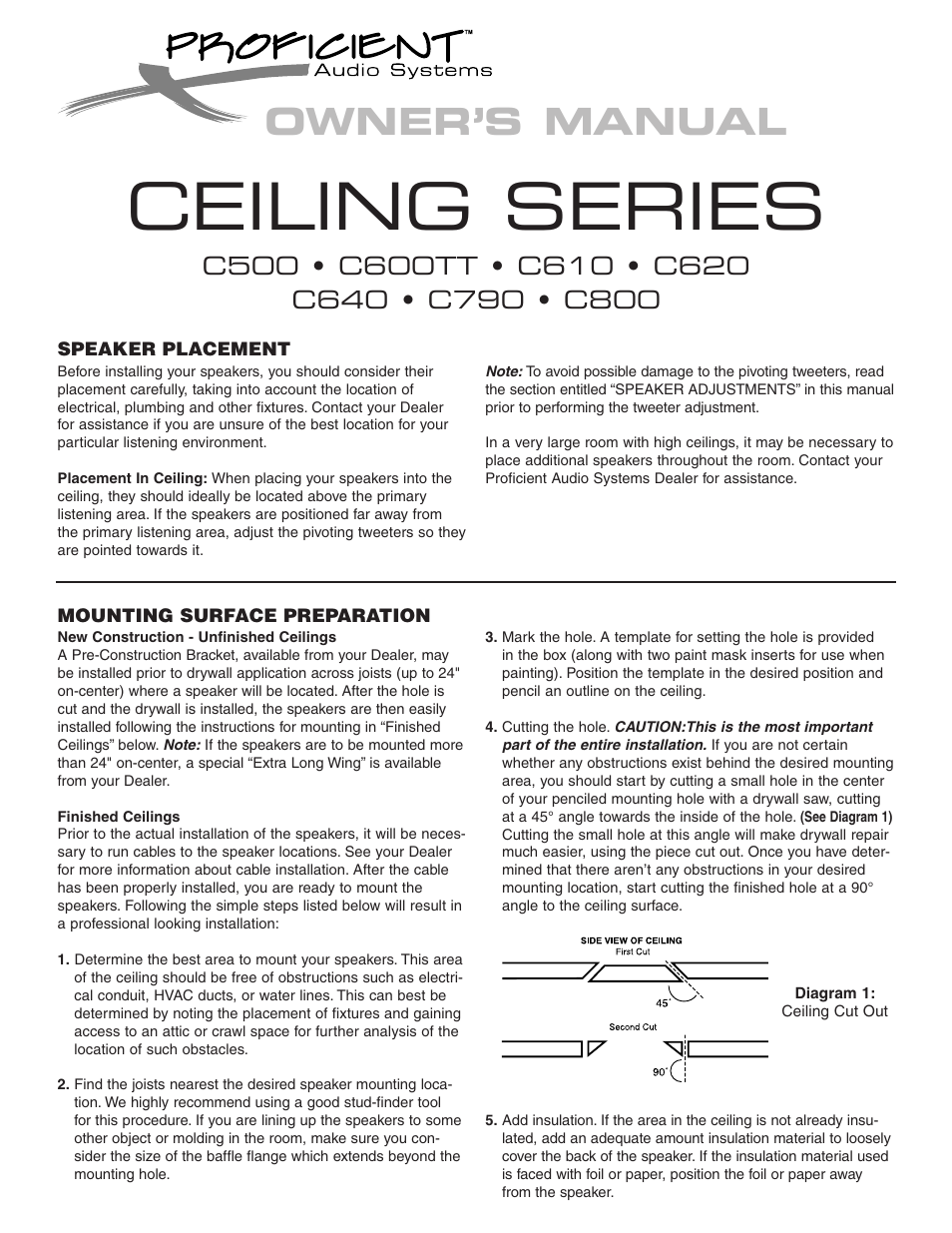 Proficient Audio Systems Proficient C610 User Manual | 4 pages