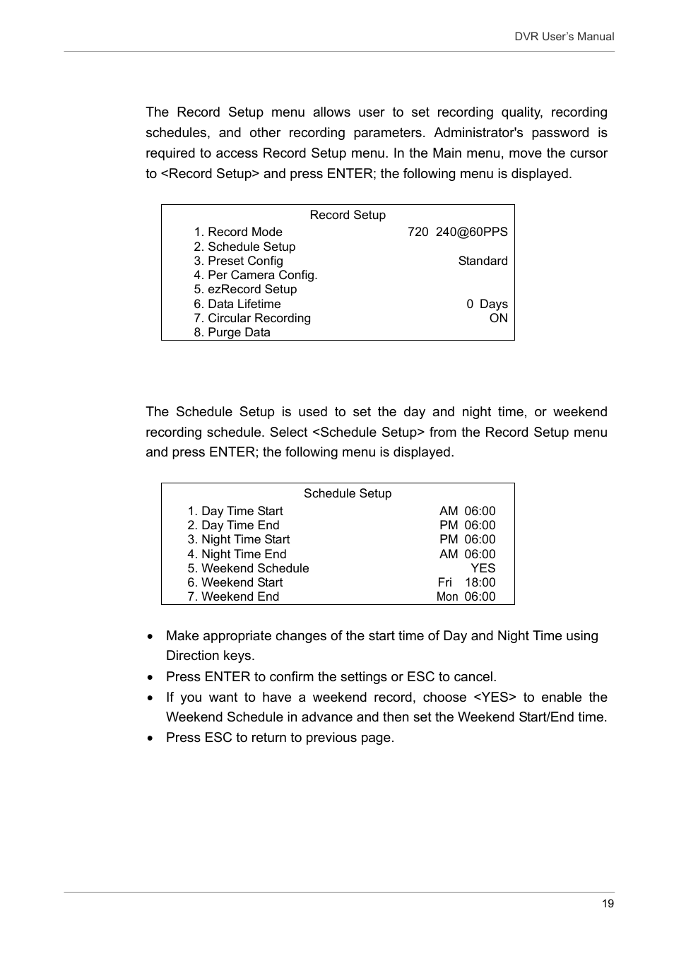 5 record schedule / quality setting, 1 schedule setup | Proficient Audio Systems 00P3DG090DSEB3 User Manual | Page 20 / 64