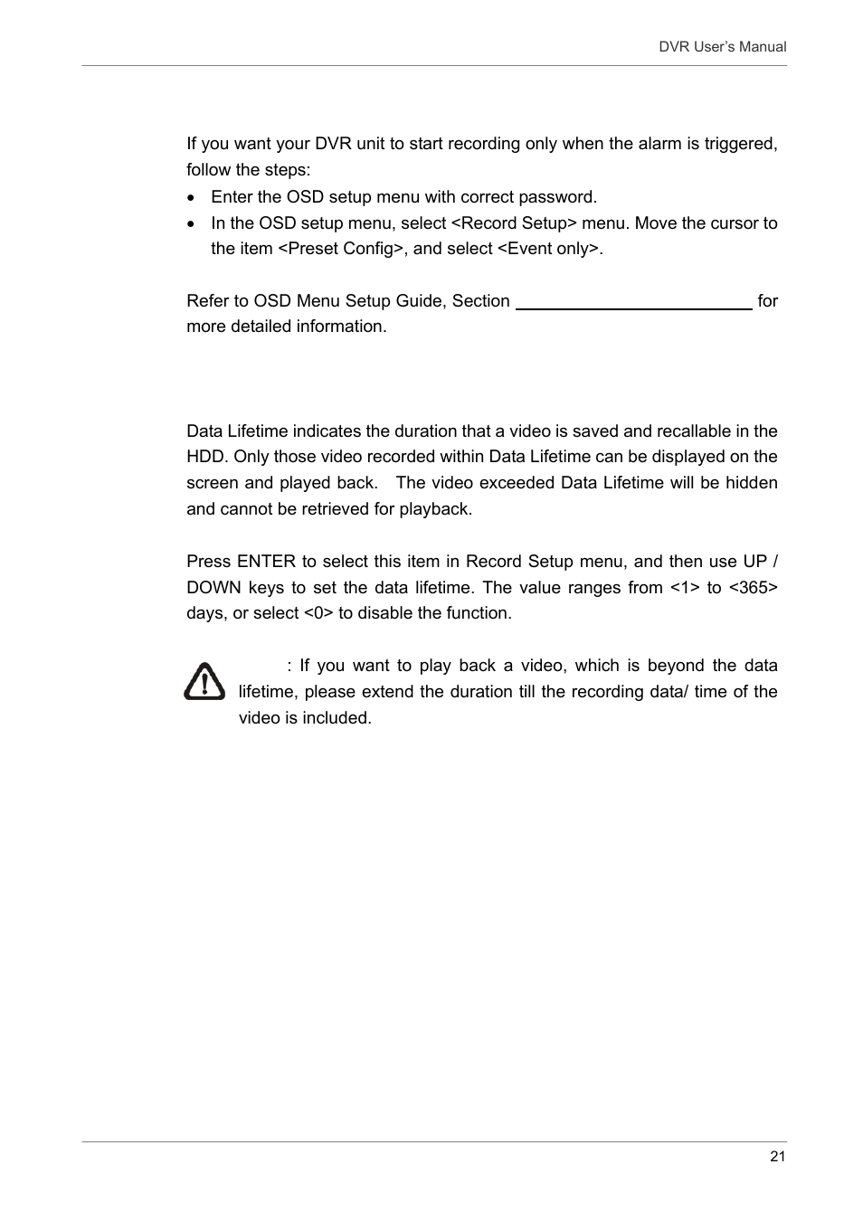 4 to record event video only, 5 data lifetime | Proficient Audio Systems 00P3DG090DSEB3 User Manual | Page 22 / 64