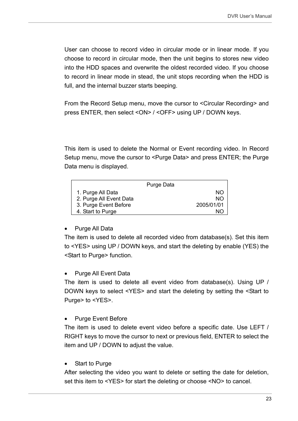7 circular recording, 8 purge data | Proficient Audio Systems 00P3DG090DSEB3 User Manual | Page 24 / 64