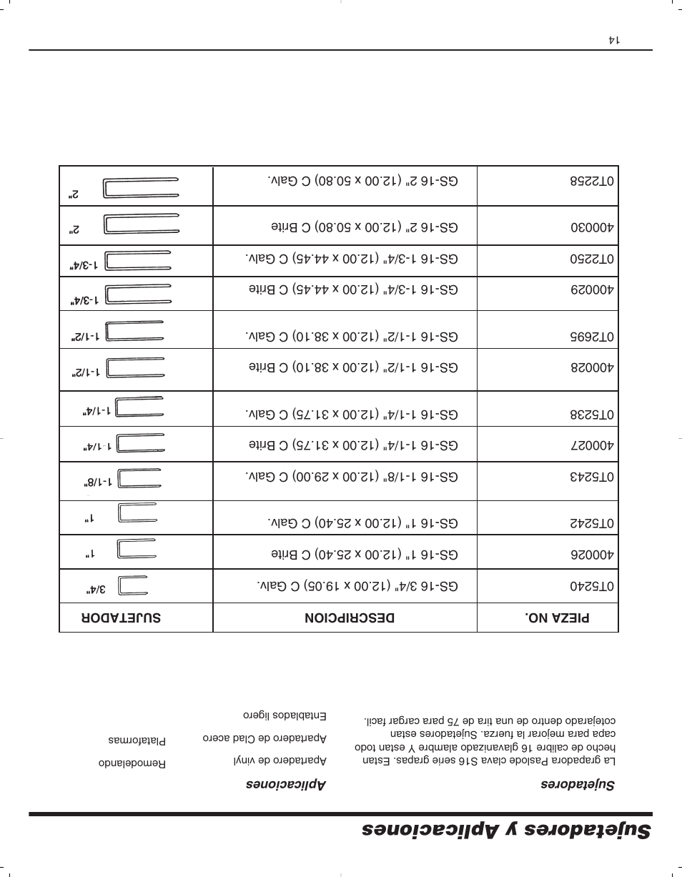 Sujetadores y aplicaciones | Paslode 900078 User Manual | Page 24 / 38