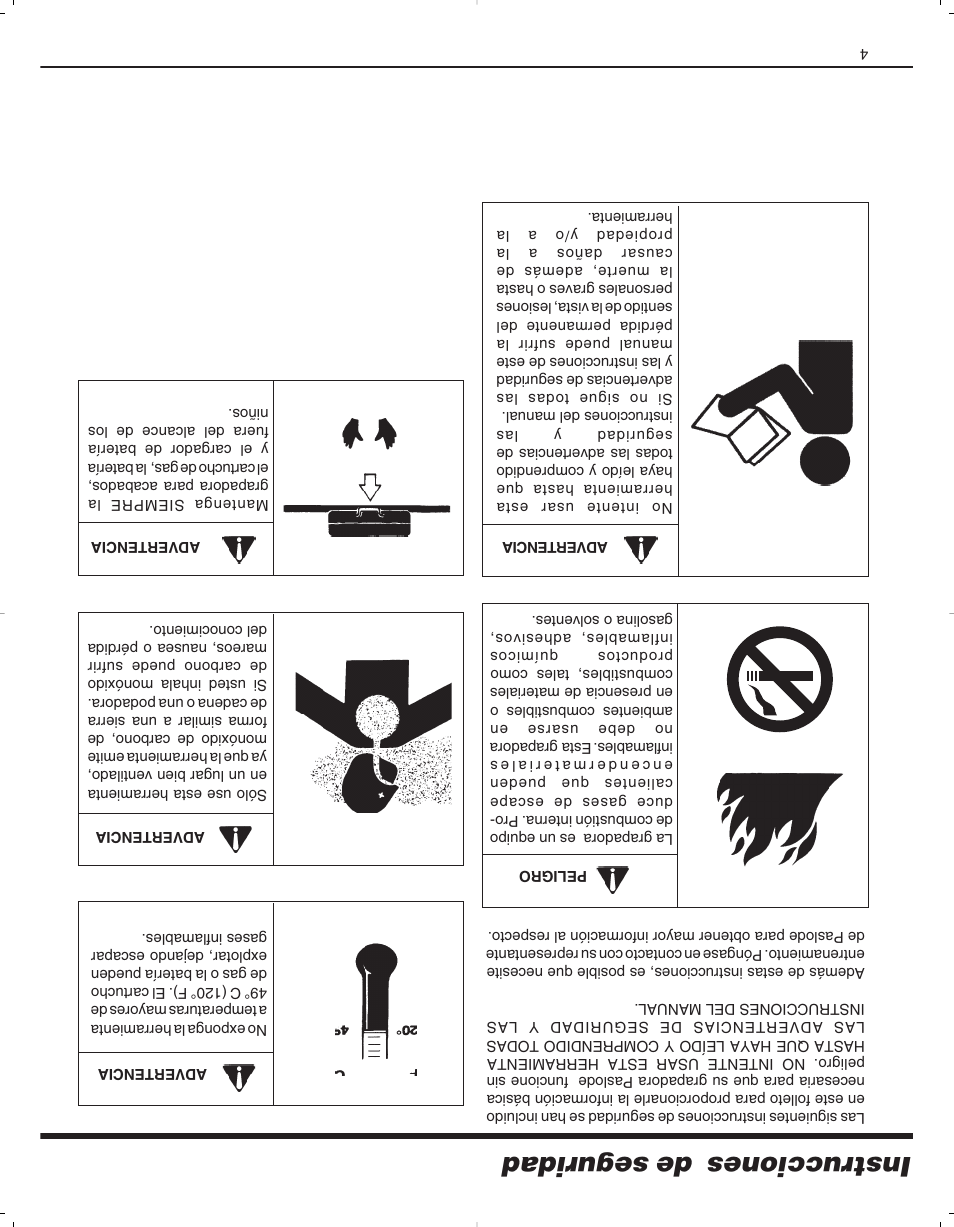 Instrucciones de seguridad | Paslode 900078 User Manual | Page 34 / 38