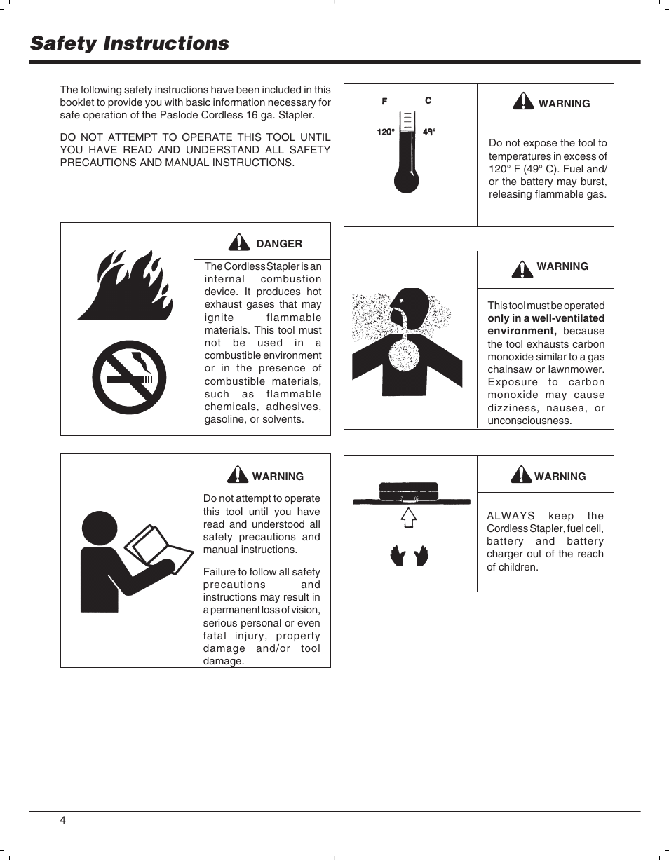 Safety instructions | Paslode 900078 User Manual | Page 5 / 38