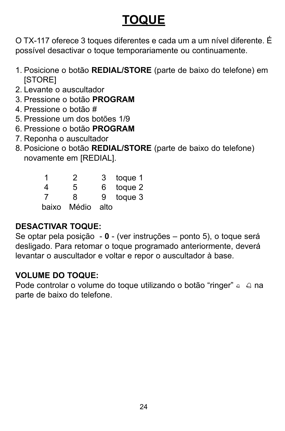 Toque | Profoon Telecommunicatie TX-117 User Manual | Page 24 / 45