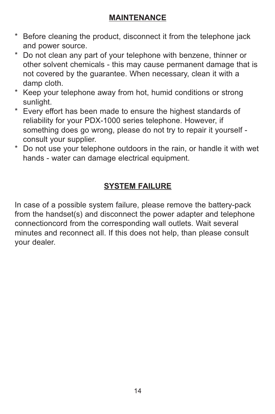 Profoon Telecommunicatie Telephone PDX-1100 series User Manual | Page 14 / 16