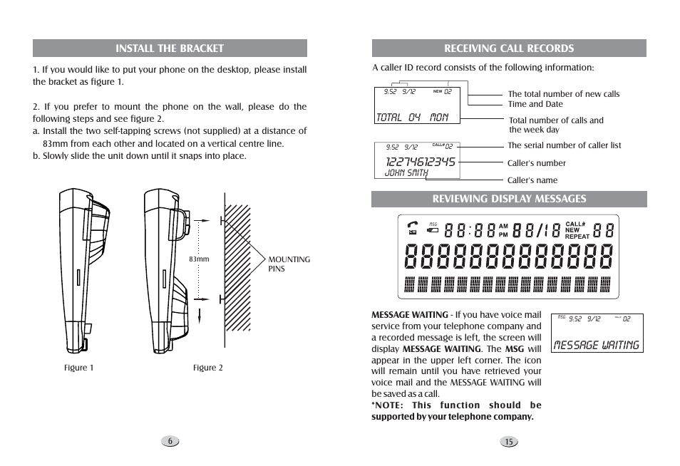 Message waiting, Total 04 mon | Profoon Telecommunicatie TX-255 User Manual | Page 8 / 12