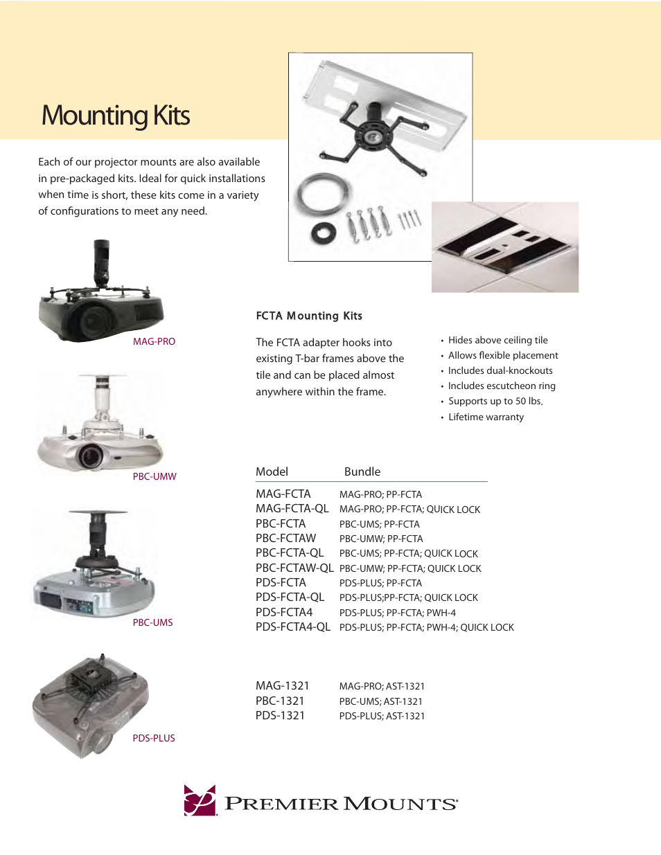 Premier Mounts PBC-FCTAW-QL User Manual | 2 pages