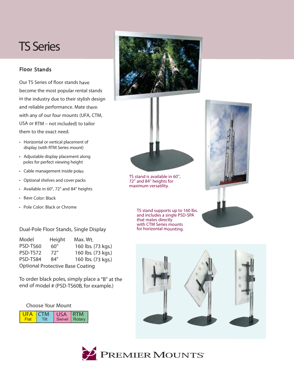 Premier Mounts PSD-TS60B User Manual | 2 pages