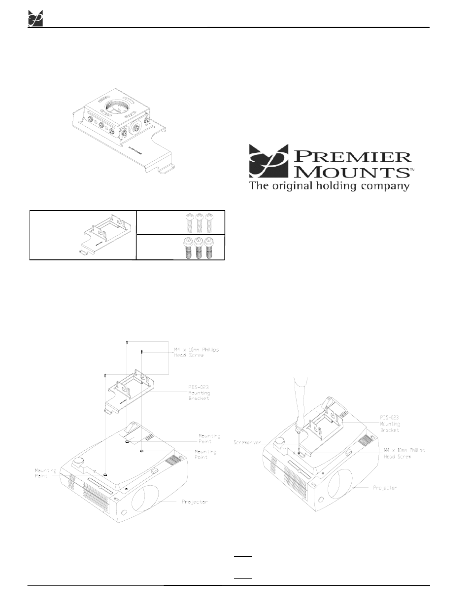 Premier Mounts PDS-023 User Manual | 2 pages