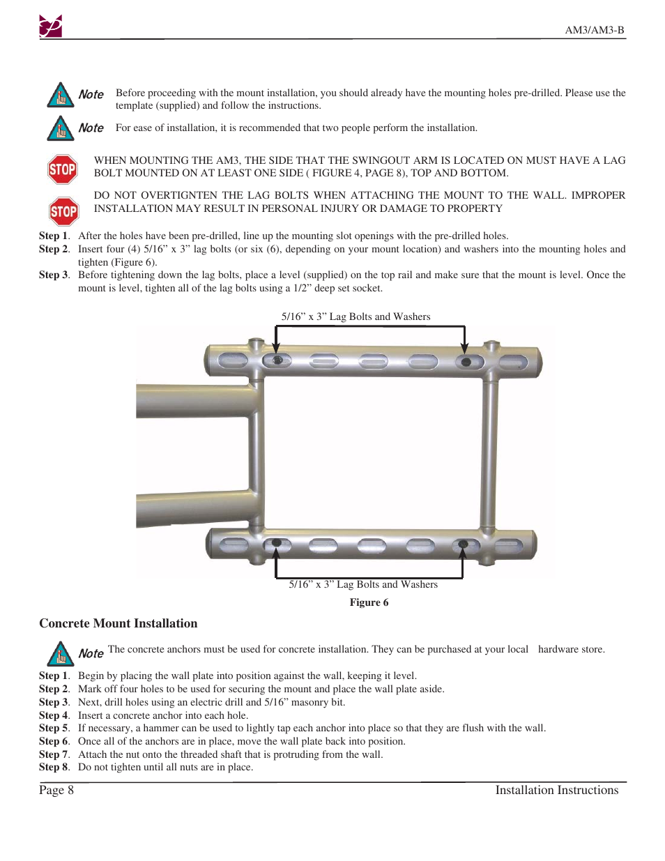Premier Mounts AM3-B User Manual | Page 8 / 15