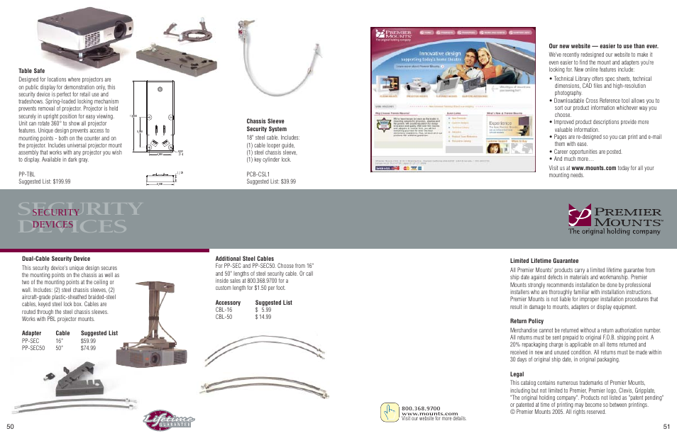 Premier Mounts PP-SEC User Manual | 1 page