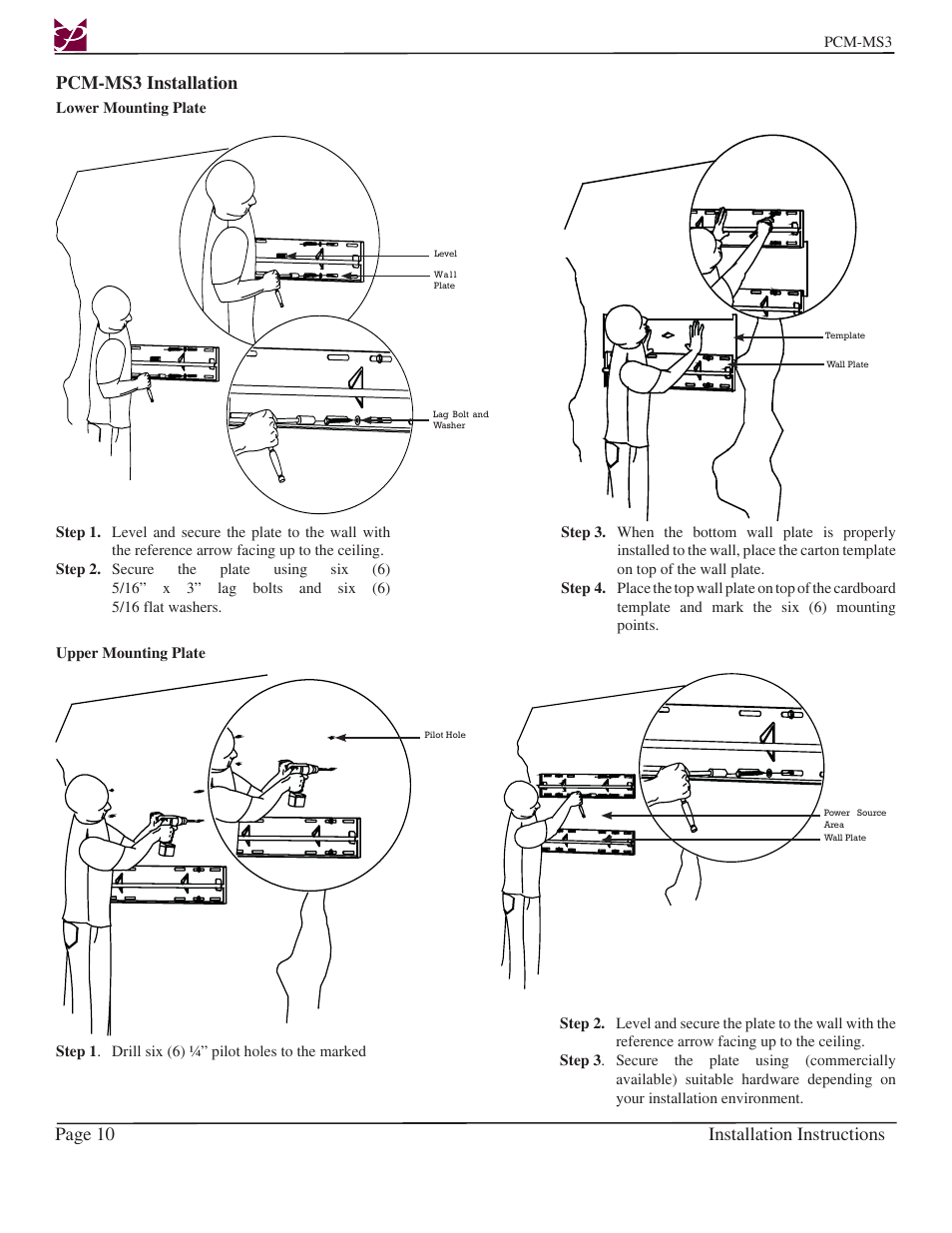 Premier Mounts PCM-MS3 User Manual | Page 10 / 14