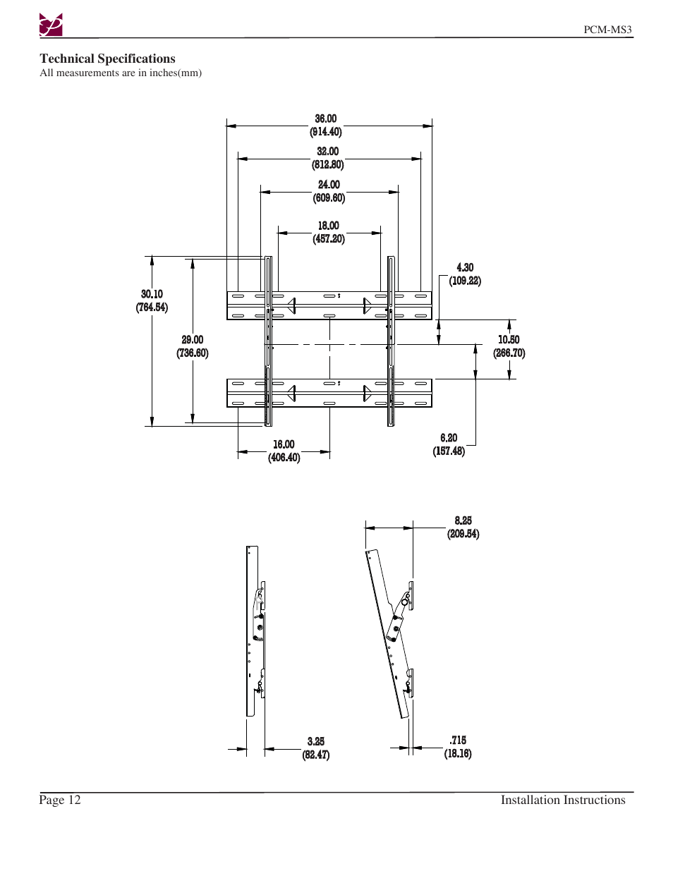 Premier Mounts PCM-MS3 User Manual | Page 12 / 14