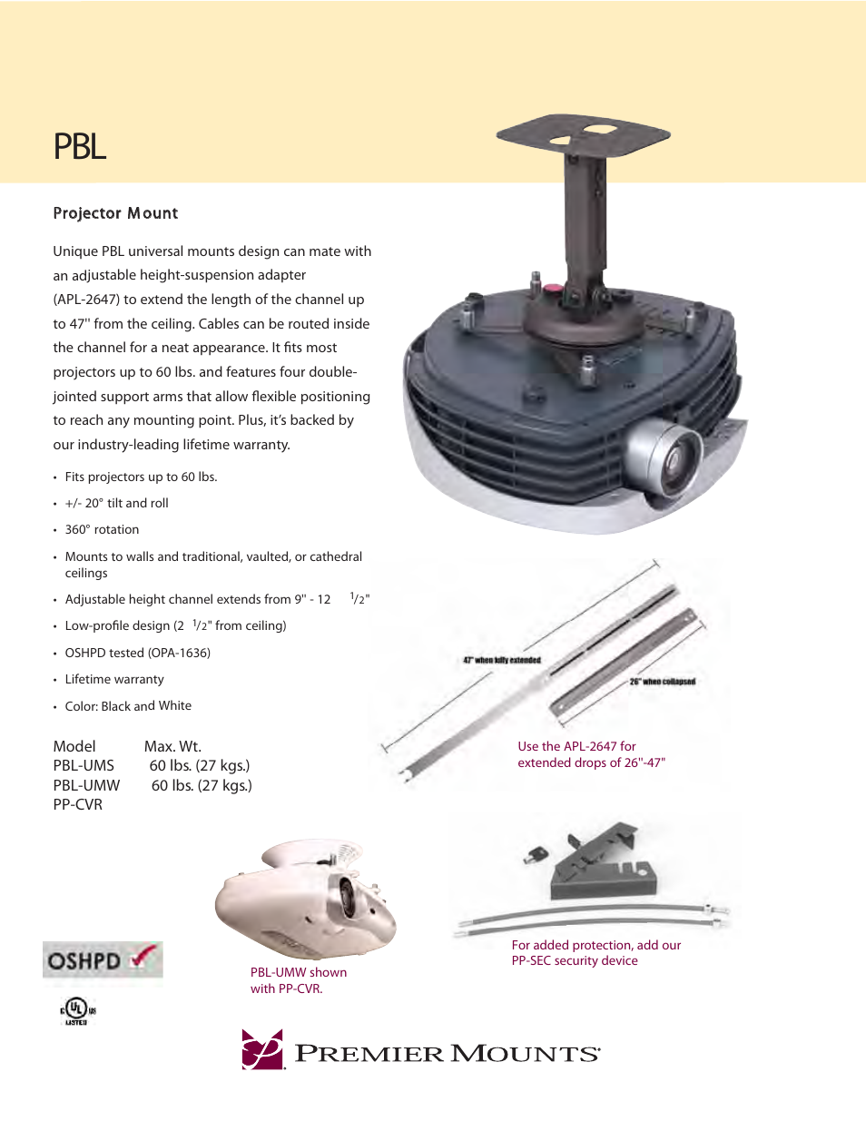 Premier Mounts PP-CVR User Manual | 2 pages