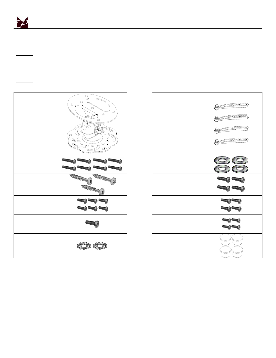 Parts list, Installation tools | Premier Mounts POLARIS MAG User Manual | Page 3 / 8