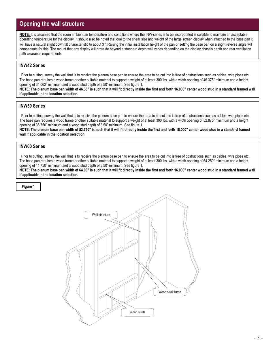 Opening the wall structure | Premier Mounts INW-42 User Manual | Page 5 / 7