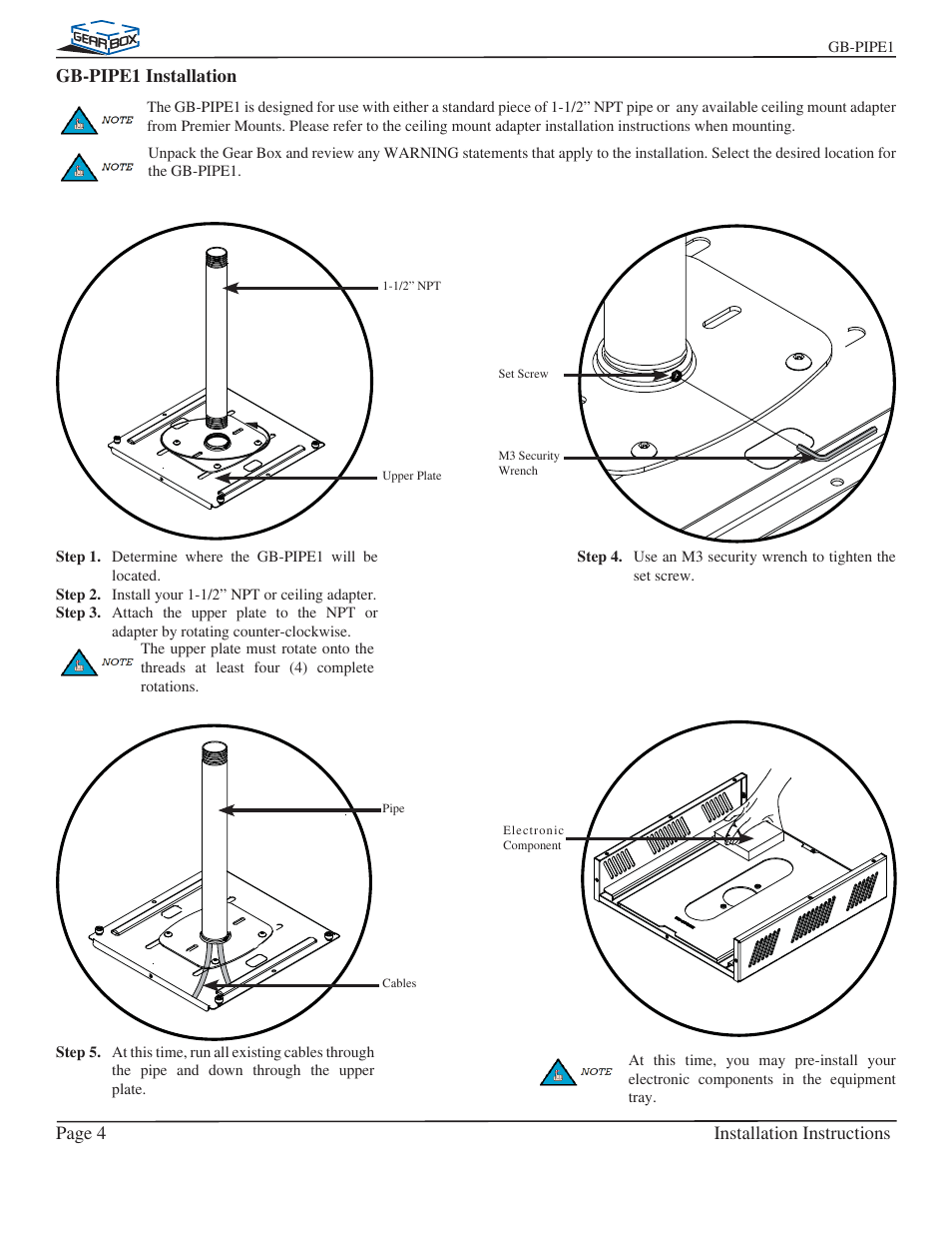 Premier Mounts GB-PIPE1B User Manual | Page 4 / 9