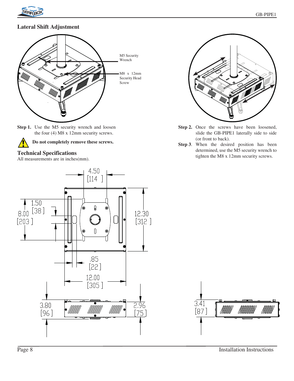Premier Mounts GB-PIPE1B User Manual | Page 8 / 9