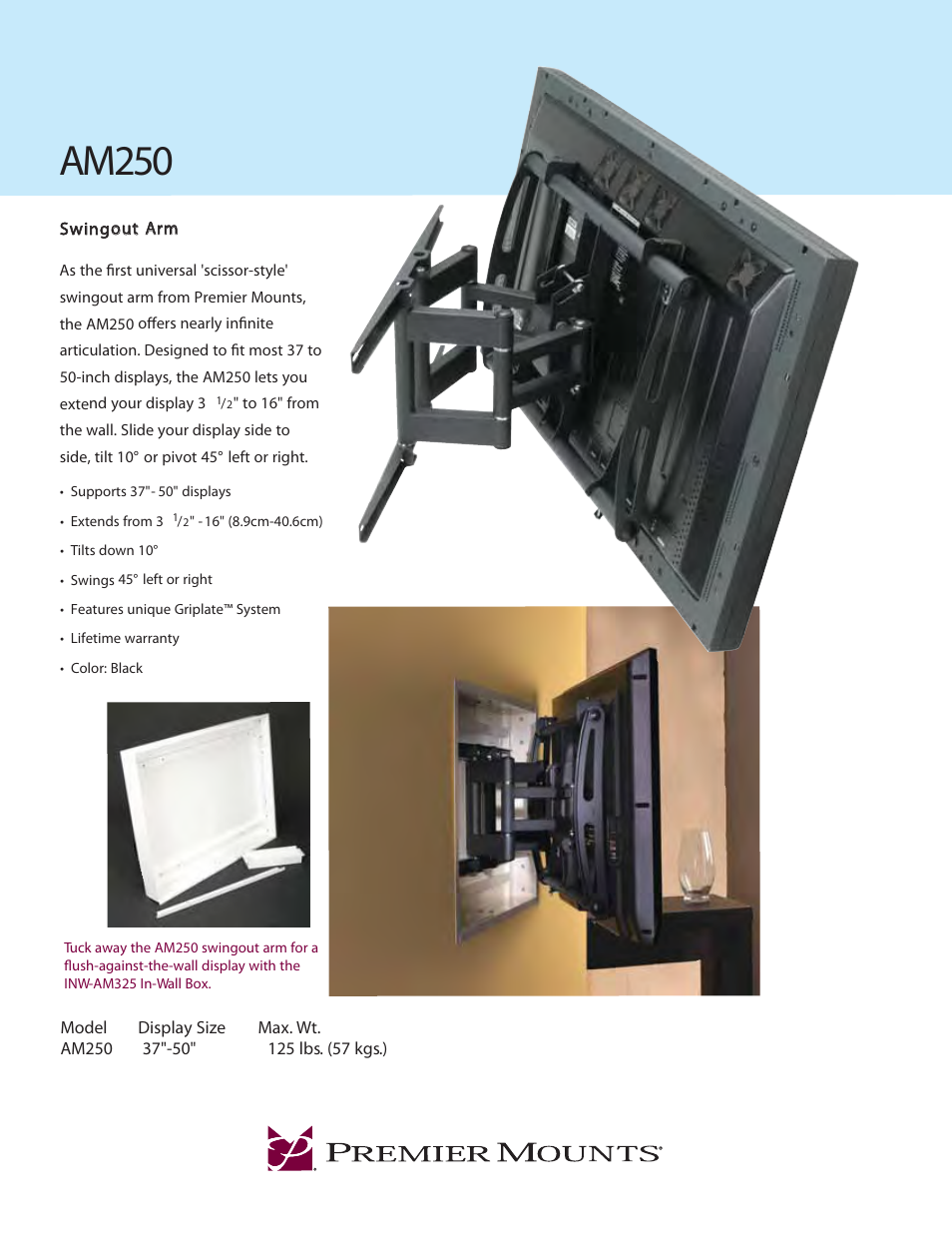 Premier Mounts AM250 User Manual | 2 pages