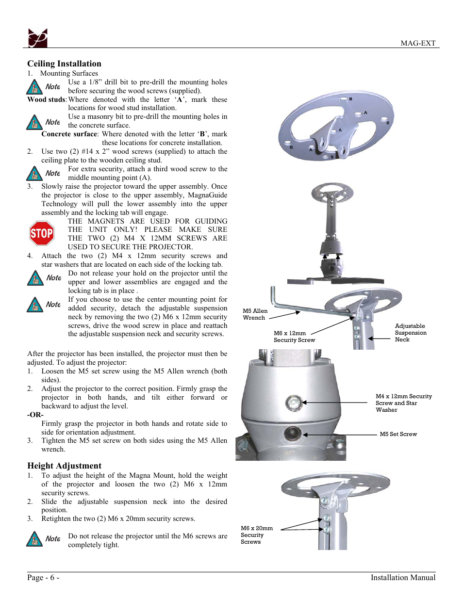 Premier Mounts Polaris Universal Projector Mount MAG-EXT User Manual | Page 6 / 8
