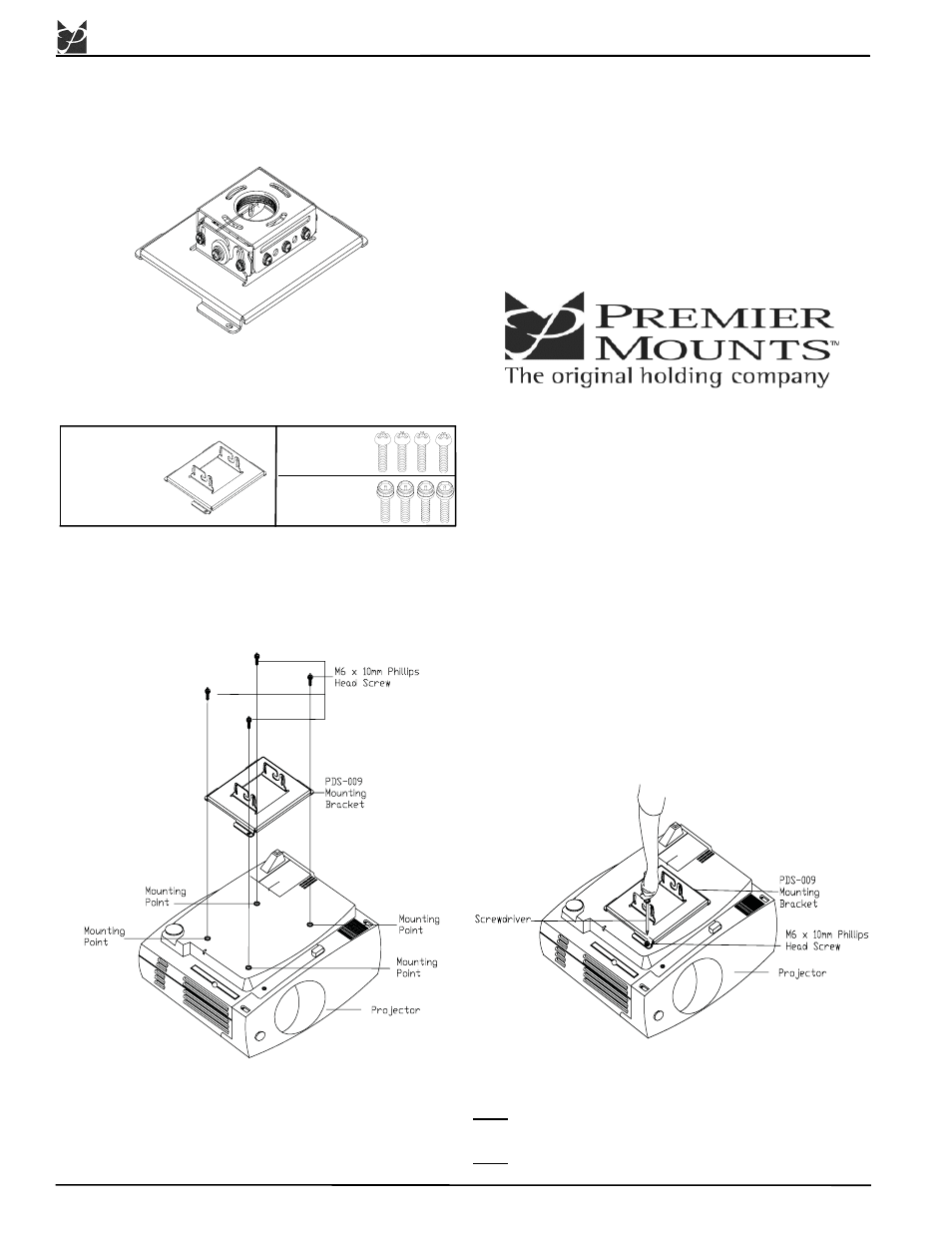 Premier Mounts PDS-009 User Manual | 2 pages