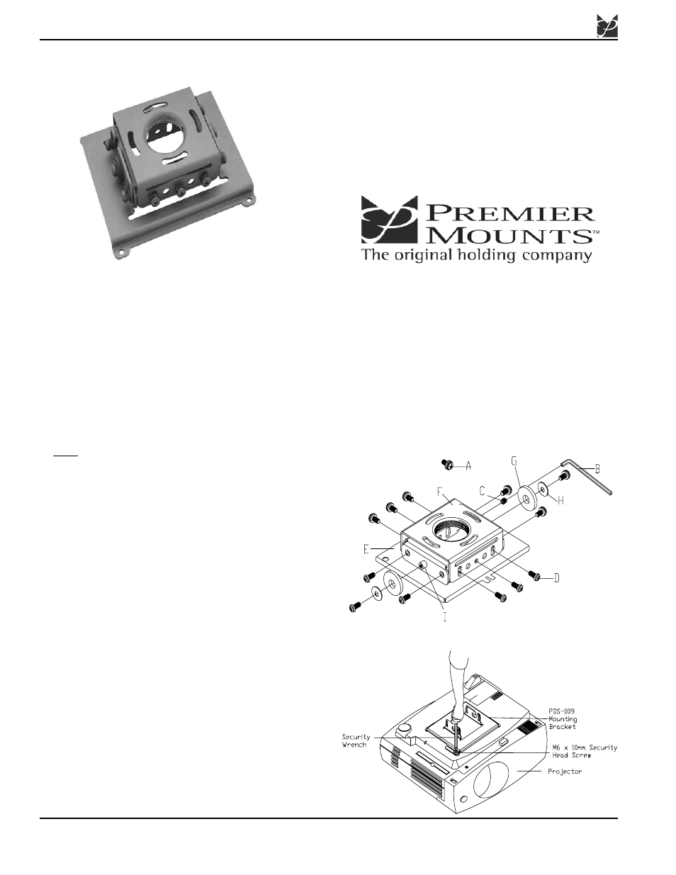 Premier Mounts PDS-009 User Manual | Page 2 / 2