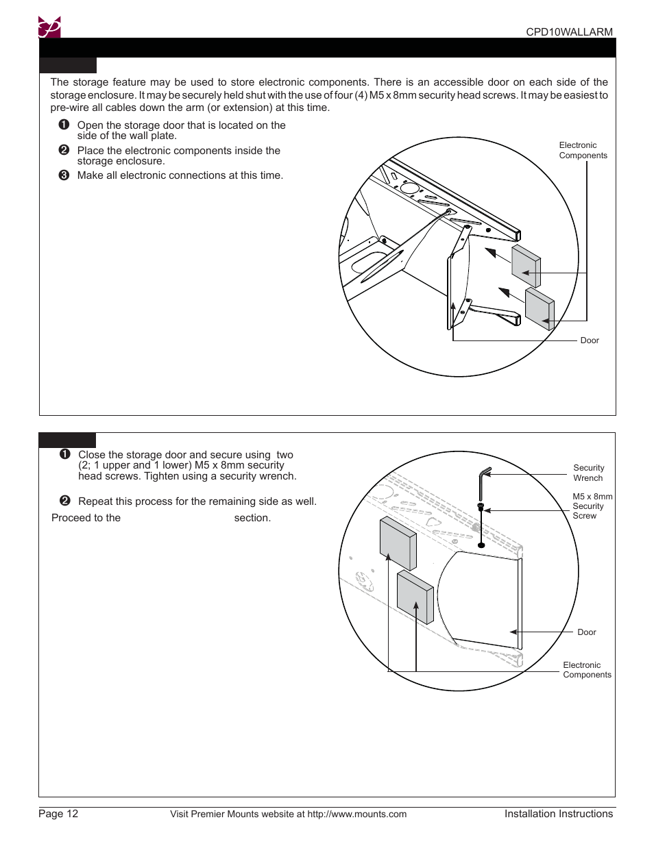 Premier Mounts CPD10WALLARM User Manual | Page 12 / 14