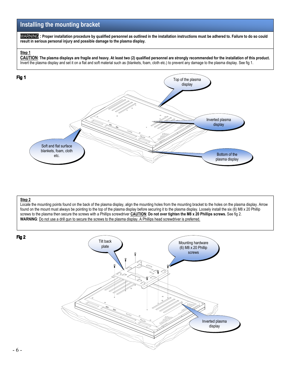 Installing the mounting bracket | Premier Mounts PWM-503 User Manual | Page 6 / 9