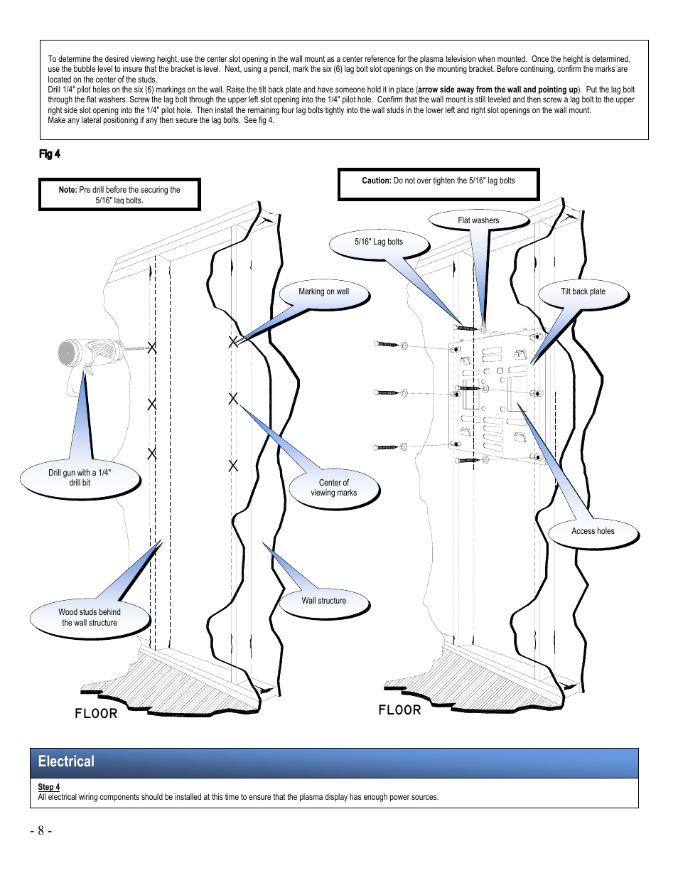 Floor, Electrical | Premier Mounts PWM-503 User Manual | Page 8 / 9