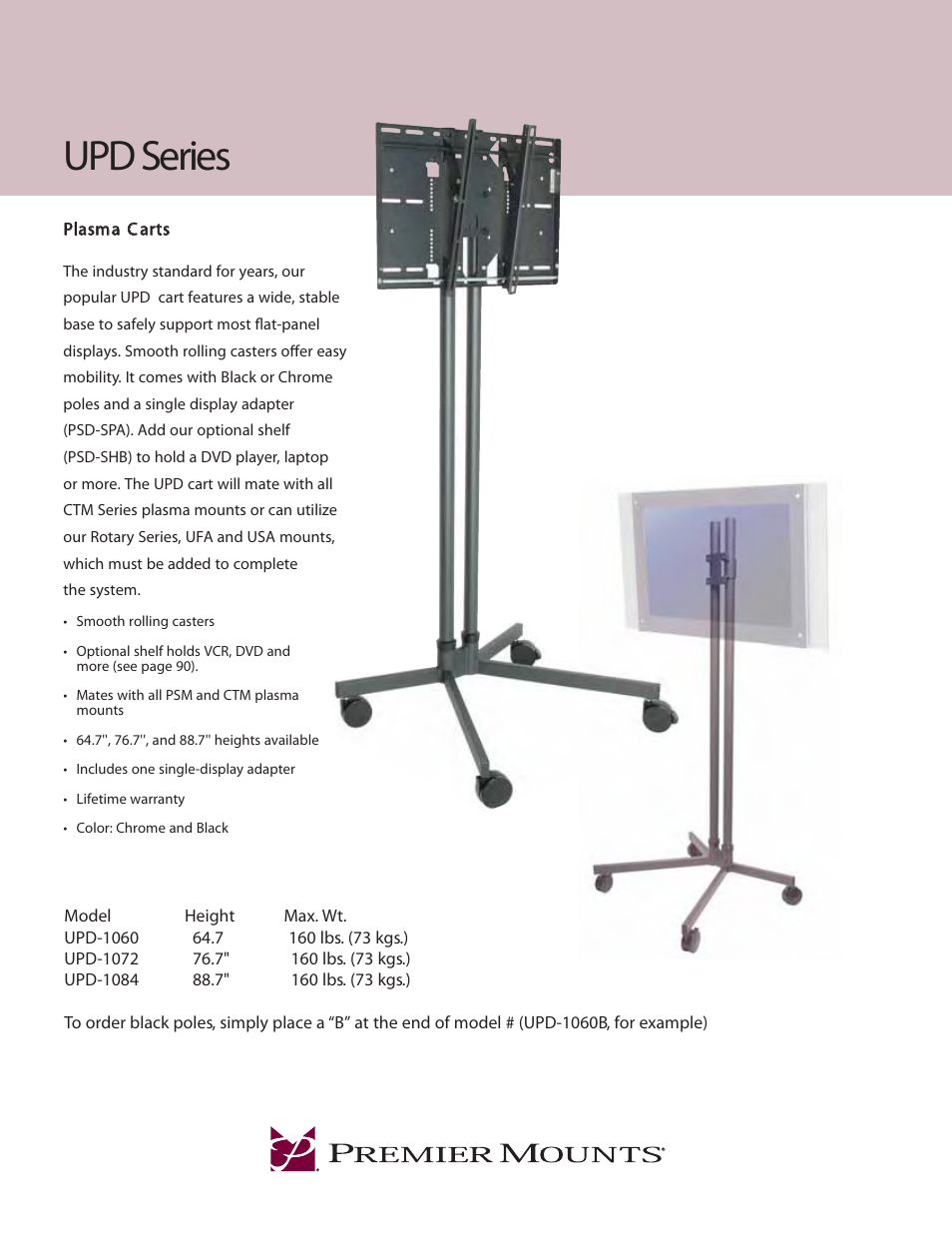 Premier Mounts UPD Series User Manual | 2 pages