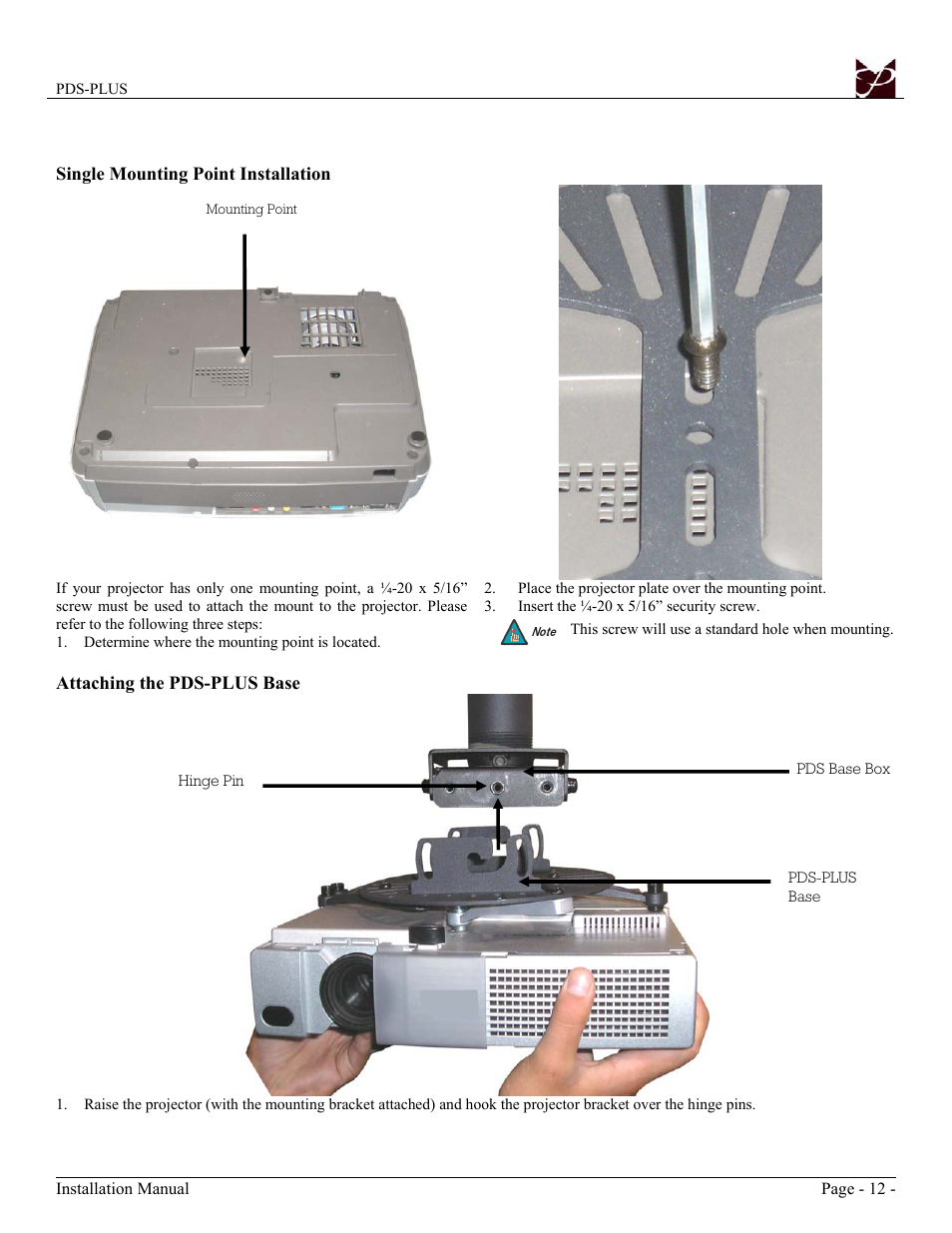 Premier Mounts Low-Profile Universal Projector Mount PDS-PLUS User Manual | Page 12 / 17
