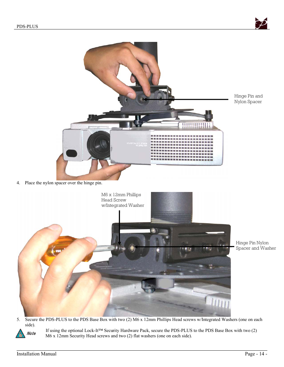 Premier Mounts Low-Profile Universal Projector Mount PDS-PLUS User Manual | Page 14 / 17