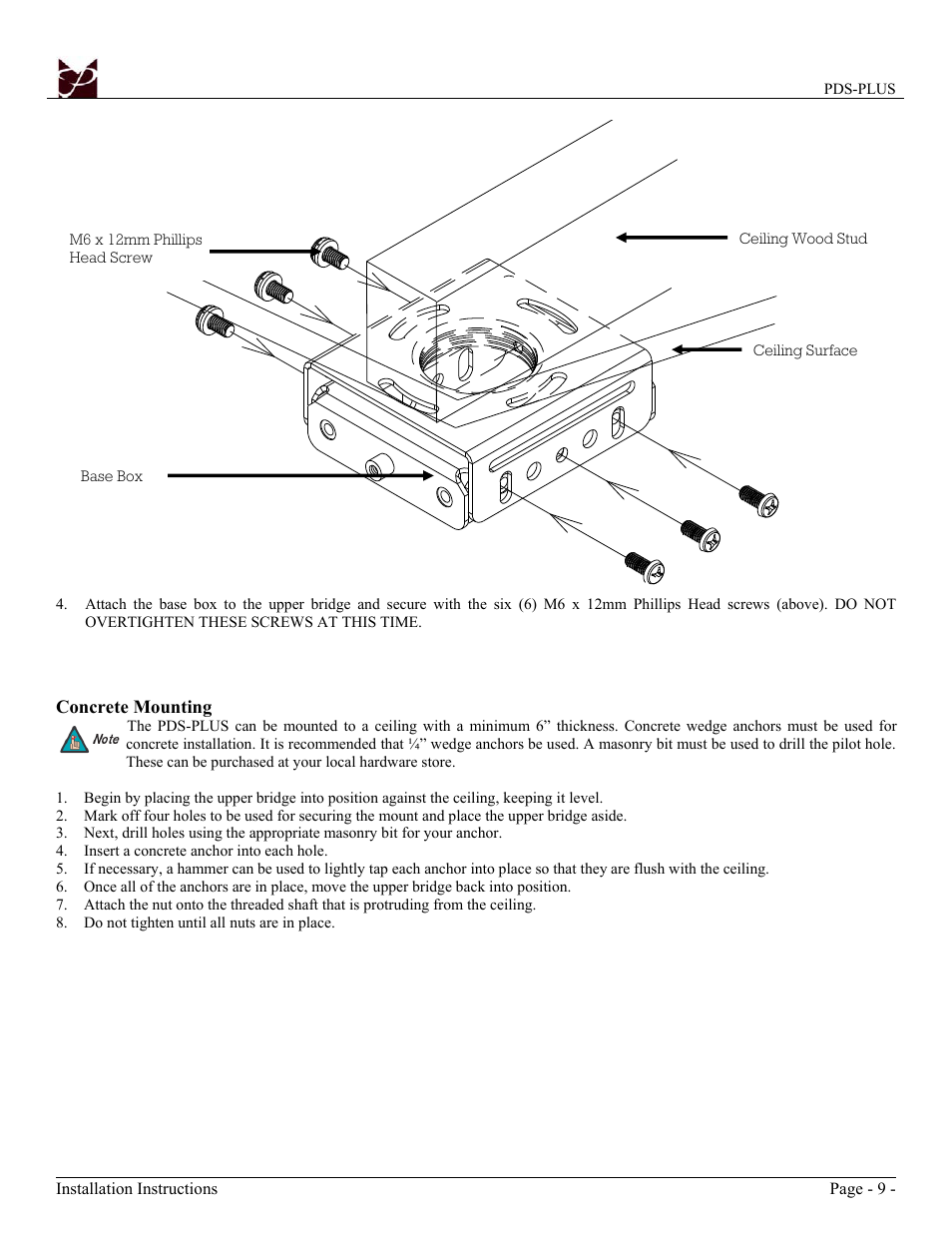 Premier Mounts Low-Profile Universal Projector Mount PDS-PLUS User Manual | Page 9 / 17