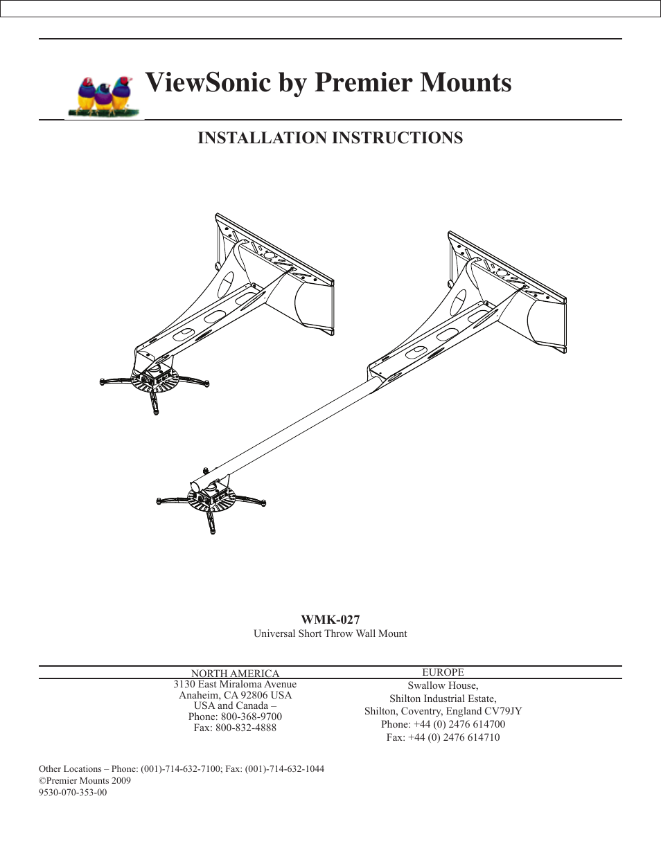 Premier Mounts WMK-027 User Manual | 13 pages