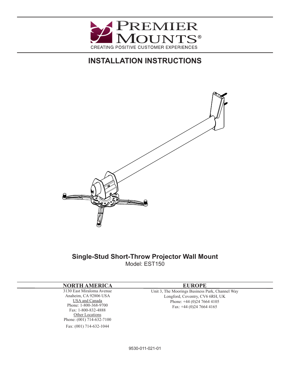 Premier Mounts EST150 User Manual | 16 pages