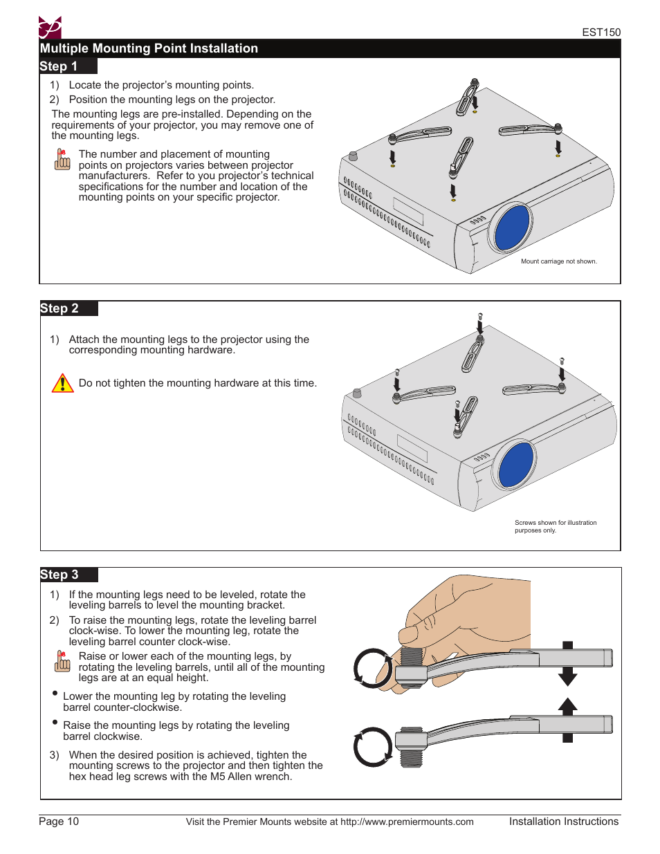 Premier Mounts EST150 User Manual | Page 10 / 16