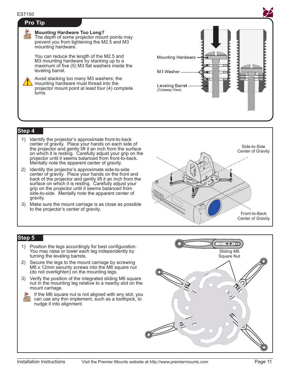 Premier Mounts EST150 User Manual | Page 11 / 16