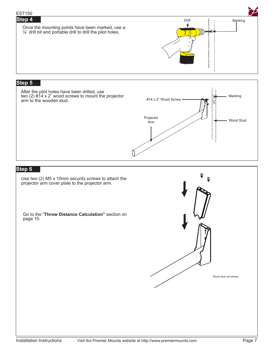 Step 5, Step 4, Step 6 | Premier Mounts EST150 User Manual | Page 7 / 16