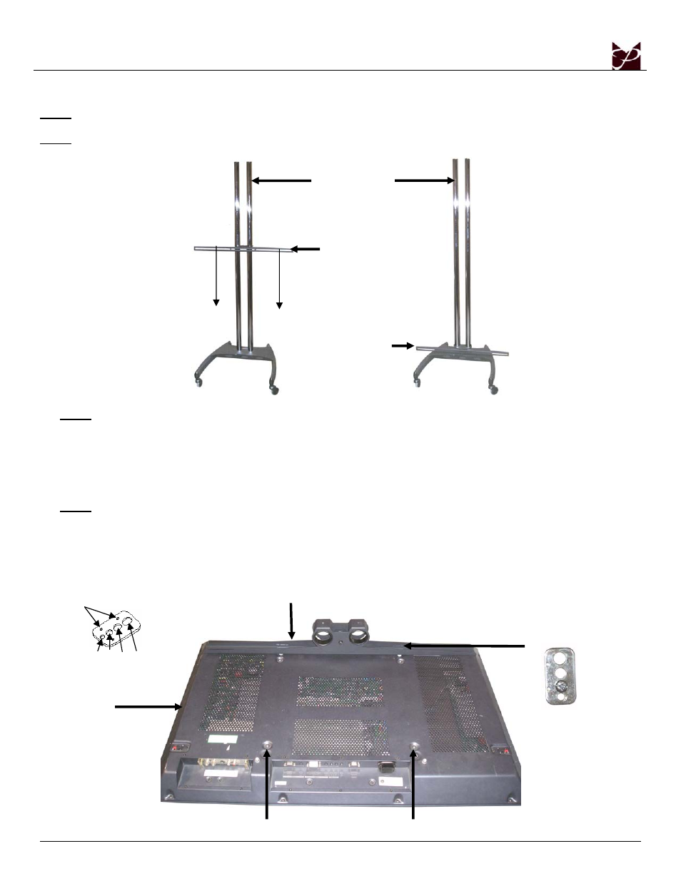 Support tube installation, Attaching the upper usa mounting bracket | Premier Mounts USA User Manual | Page 6 / 8