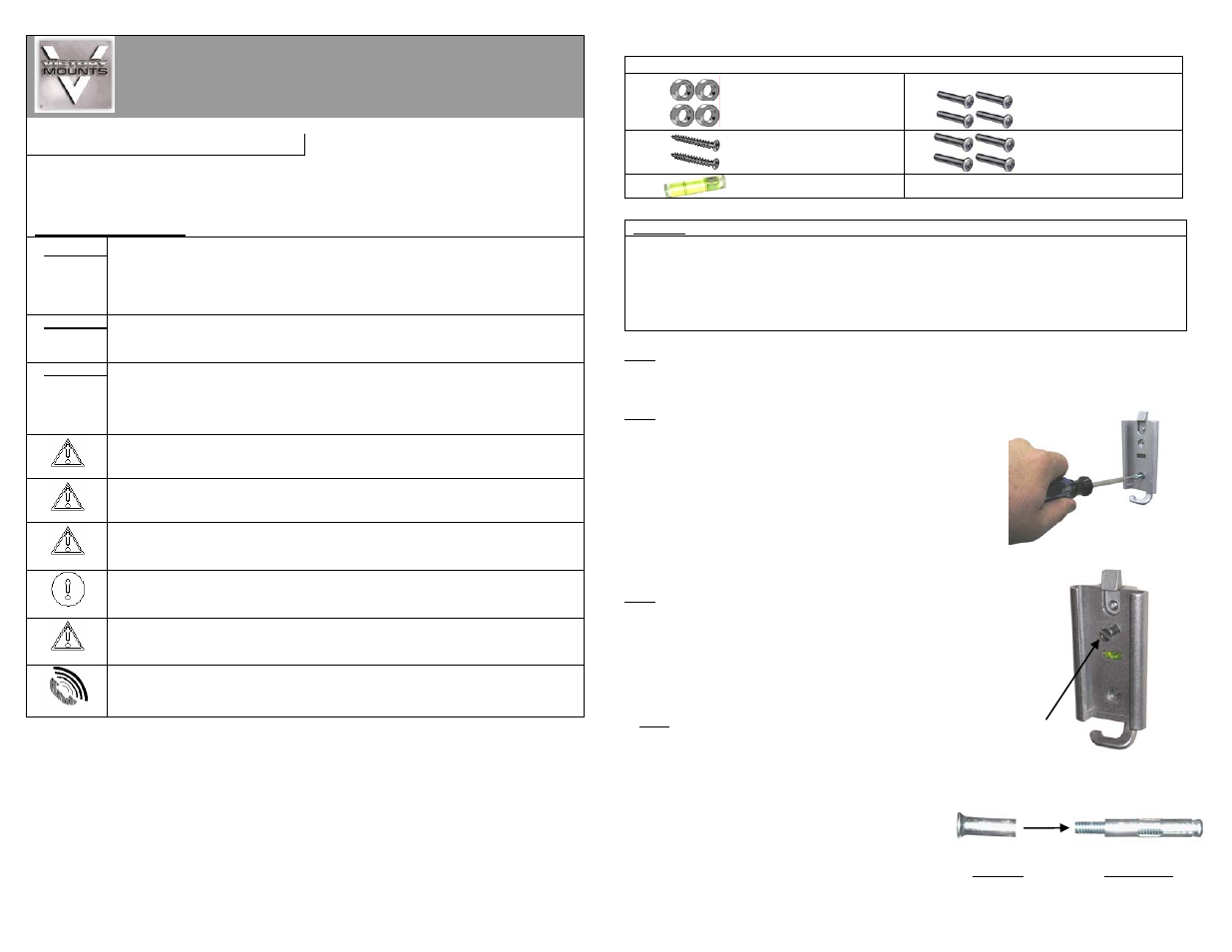 Premier Mounts Victory XUA-1330L User Manual | 2 pages