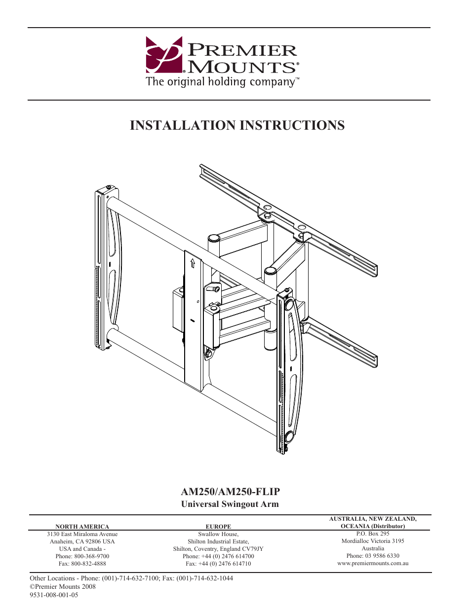 Premier Mounts AM250-FLIP User Manual | 12 pages