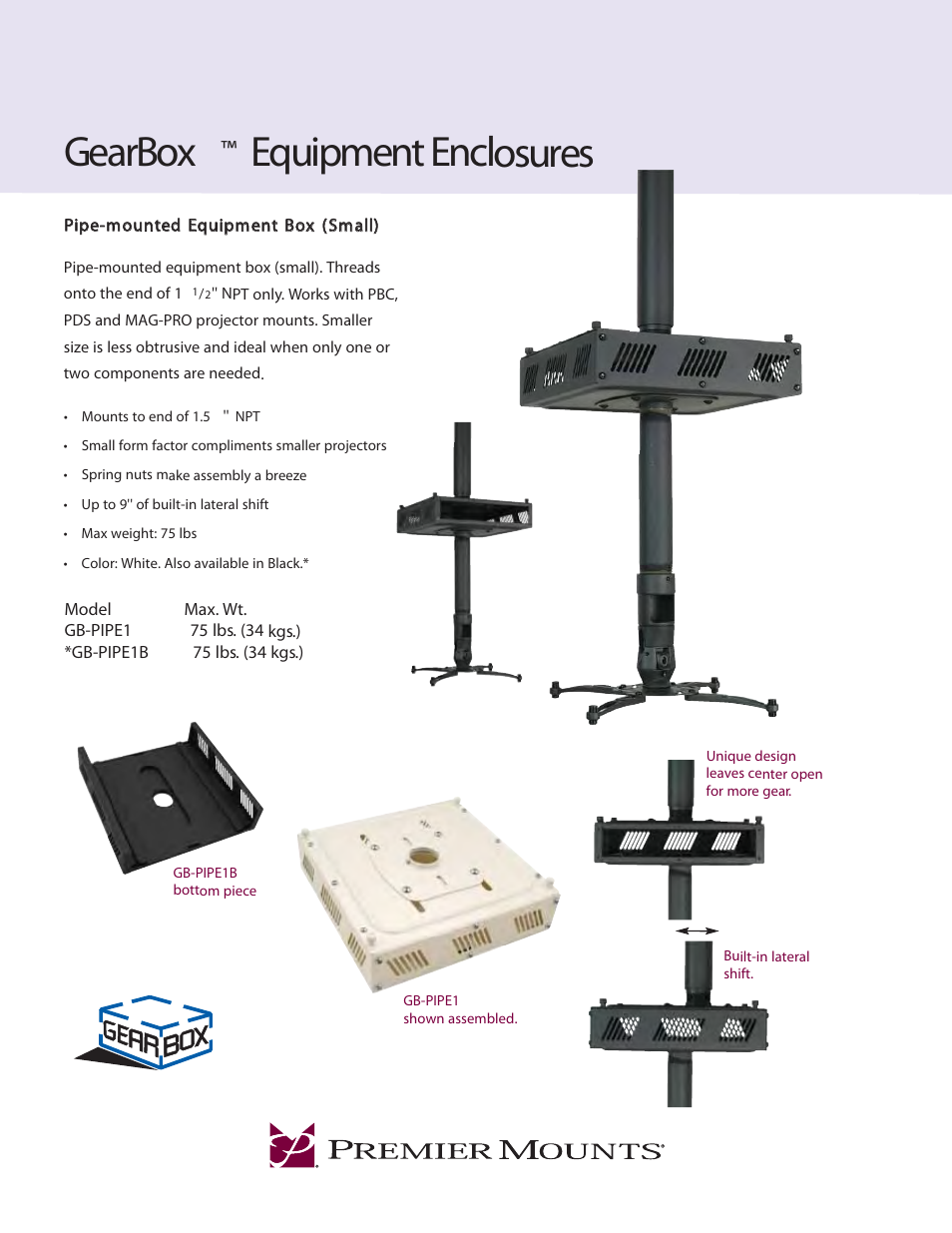 Premier Mounts GB-PIPE1 User Manual | 2 pages