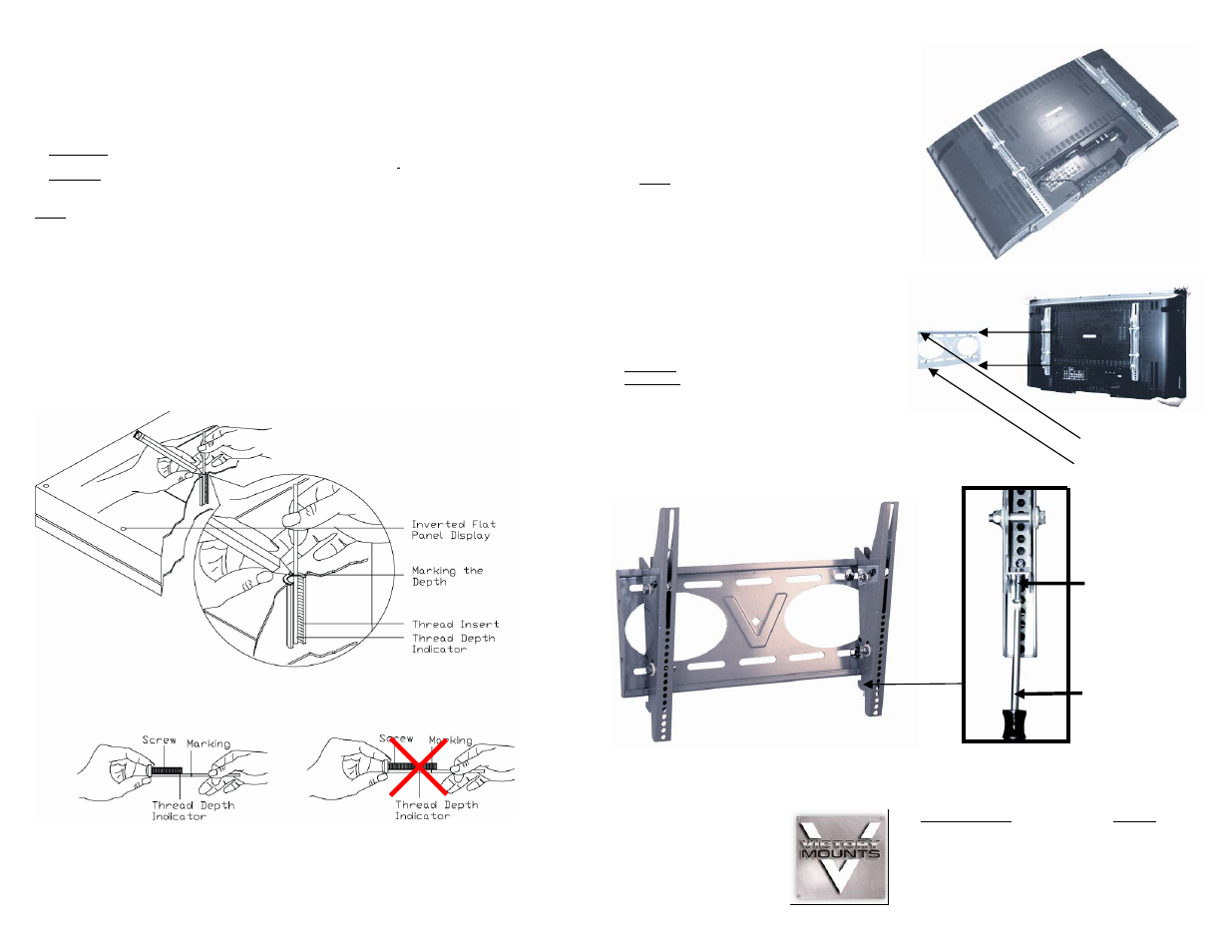 How to determine thread depth | Premier Mounts Victory Series XUT-2637 User Manual | Page 2 / 2