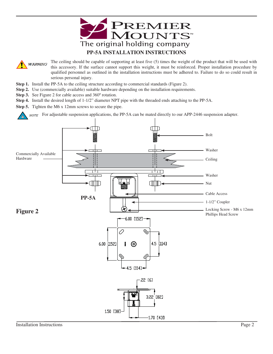 Figure 2 | Premier Mounts PP-5 User Manual | Page 2 / 2