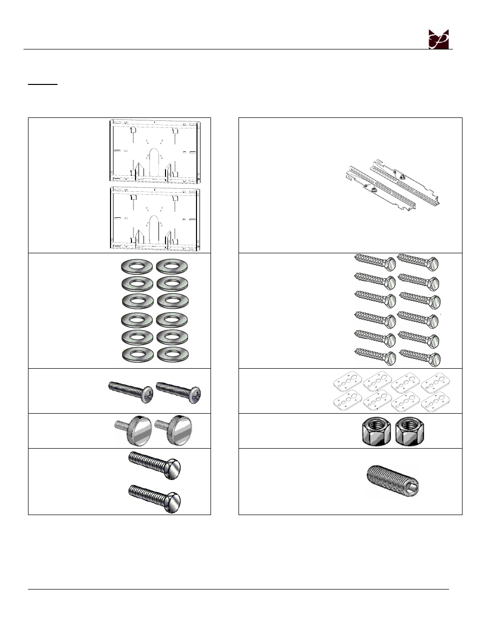 Parts list, Installation tools | Premier Mounts Clevis Mount CTM-MS4 User Manual | Page 4 / 18
