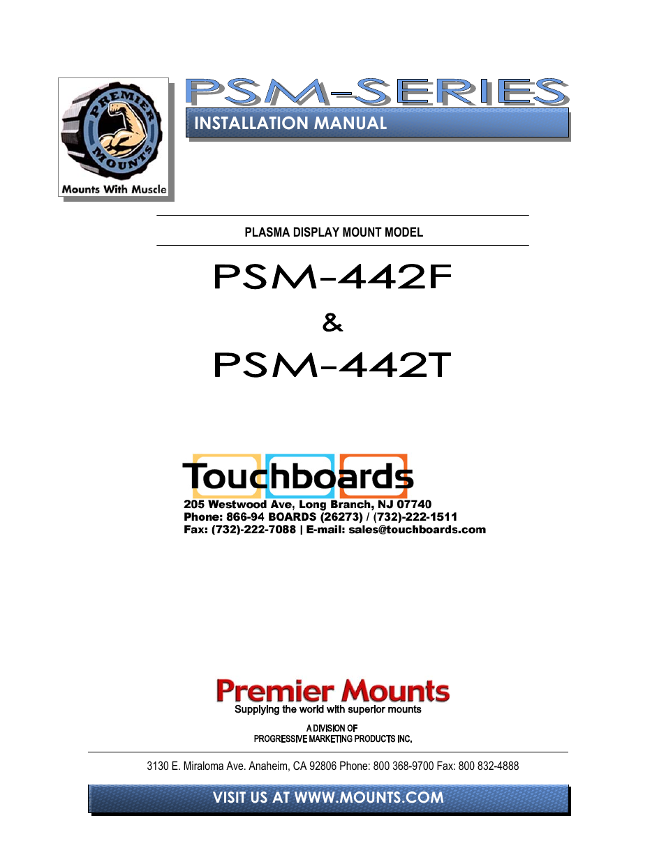 Premier Mounts PSM-442F User Manual | 12 pages