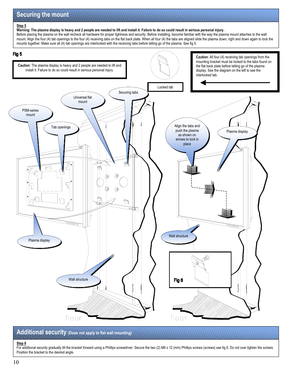 Securing the mount, Additional security | Premier Mounts PSM-442F User Manual | Page 10 / 12